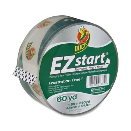 Duck, EZ START PREMIUM PACKAGING TAPE, 3in CORE, 1.88in X 60 YDS, CLEAR